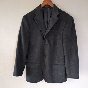 J Crew Cashmere Blazer 40R Charcoal Gray 3 Button Preppy Luxury Classic Sport